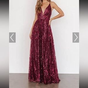 NWT Size M Virlana Shimmer Gown in Wine from Baltic Born. Sold out online.